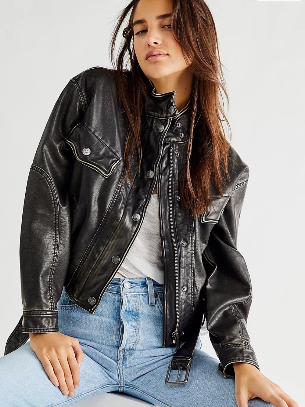We The Free Everson Vegan Moto Jacket in Black